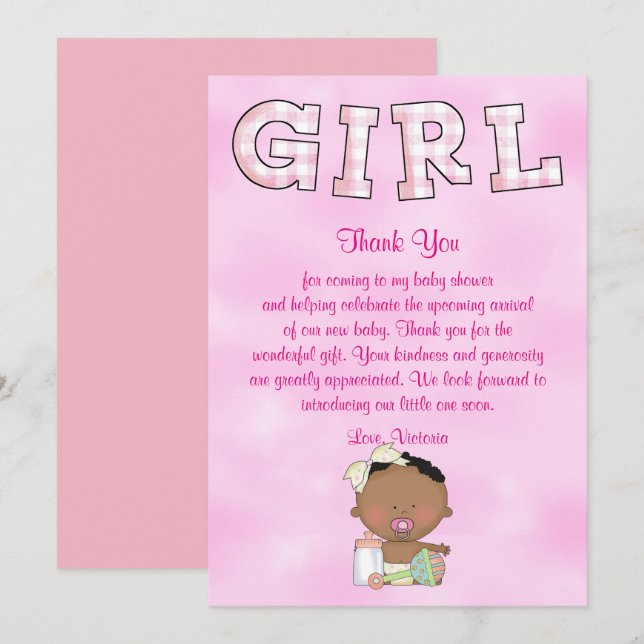 Baby Shower Baby Girl Ethnic Invitation (Front/Back)