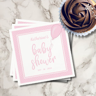 Baby Shower Baby Girl Pastel Pink Polka Dot Napkin