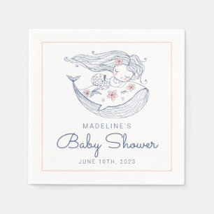 BABY SHOWER   Baby Girl Whale Mermaid Beach Napkin