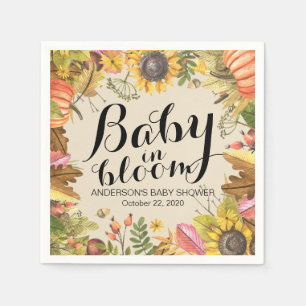 Baby Shower Baby in Bloom Maple Pumpkins Sunflower Napkin