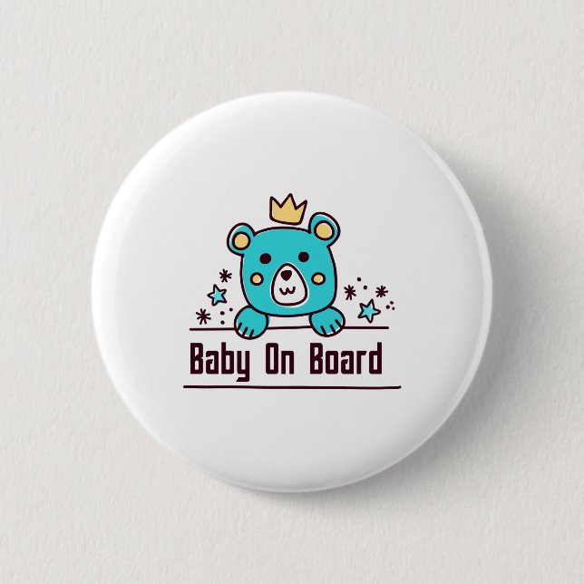 baby shower baby on board 6 cm round badge (Front)