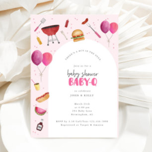 Baby Shower Baby-Q (BBQ) for Baby Girl Invitation