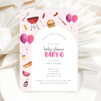 Baby Shower Baby-Q (BBQ) for Baby Girl Invitation