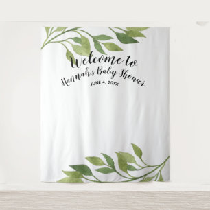 Baby shower backdrop, photo prop, custom botanical tapestry
