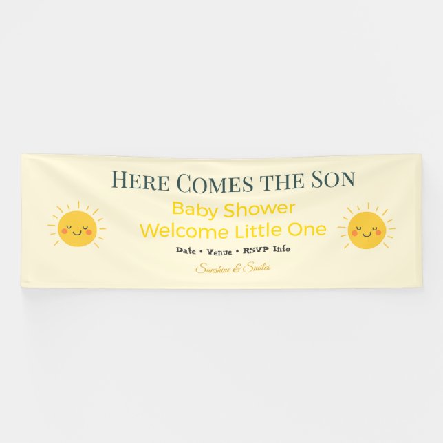 Baby Shower Banner | Sunshine & Smiles (Horizontal)