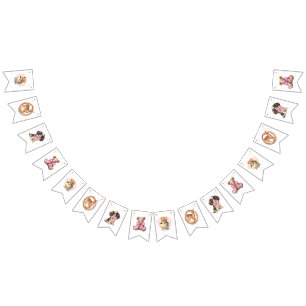 Baby Shower Banner with pink bows and baby animals