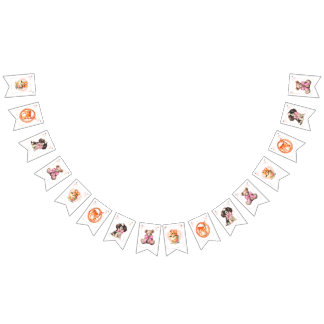 Baby Shower Banner with pink bows and baby animals