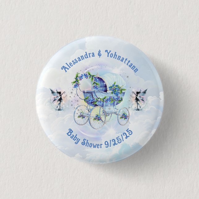 Baby Shower Bash Blueberry Gnome Button (Front)