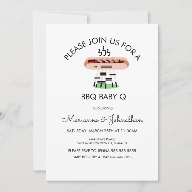 Baby Shower BBQ Baby Q Grilling Hotdog Invitation (Front)