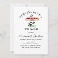 Baby Shower BBQ Baby Q Grilling Hotdog Invitation