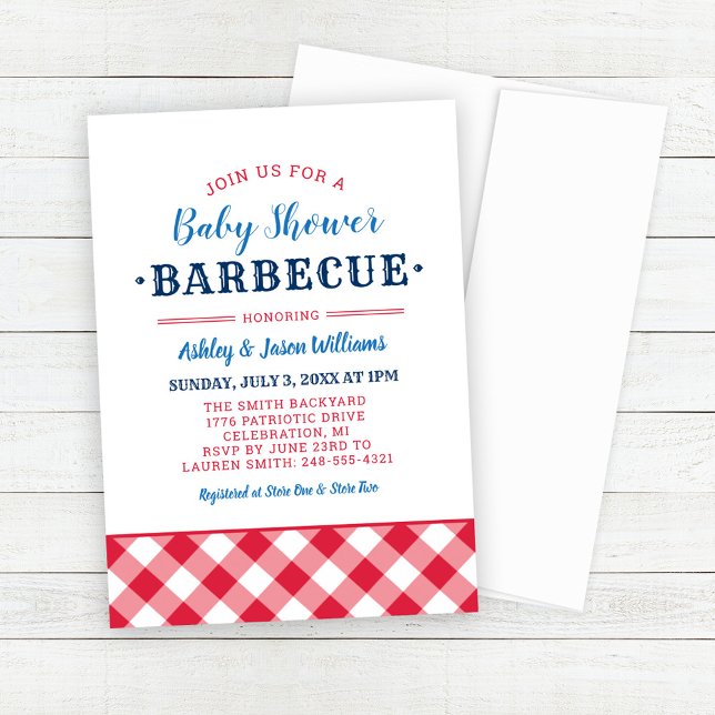 Baby Shower BBQ Red White and Blue Invitation (Creator Uploaded)