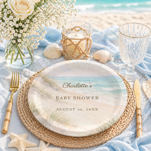 Baby Shower beach coastal elegant Paper Plate