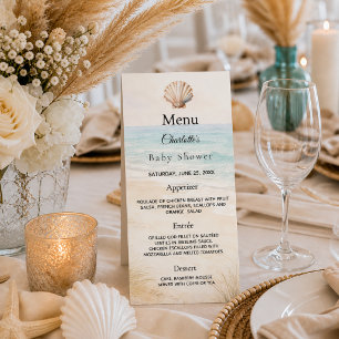 Baby Shower beach party menu card