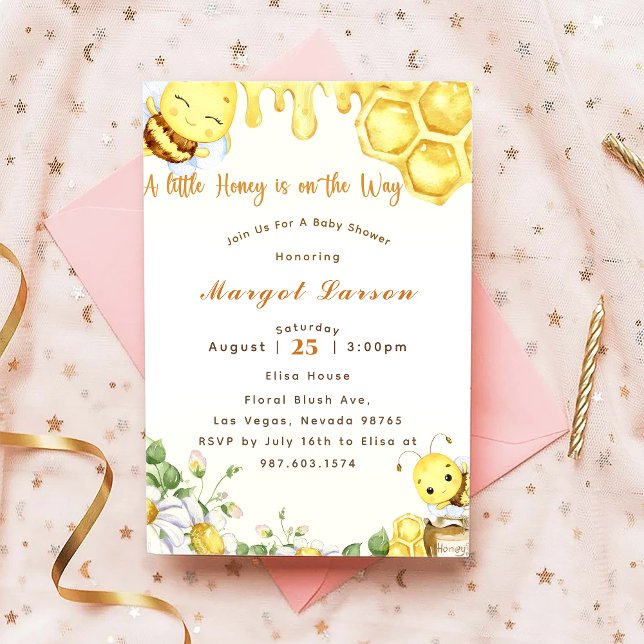 Baby Shower Bee A Little Honey Is On The Way Invitation (Creator Uploaded)