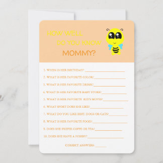 Baby Shower, Bee, How Well Do You Know Mum Card