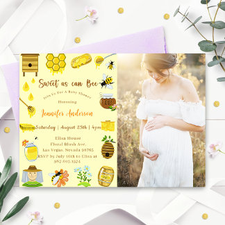 Baby Shower Bee Sweet As Can Bee Photo Invitation