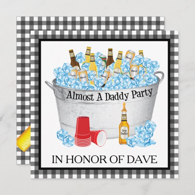 Baby Shower Beer Party - Almost a Daddy Invitation (Front/Back)