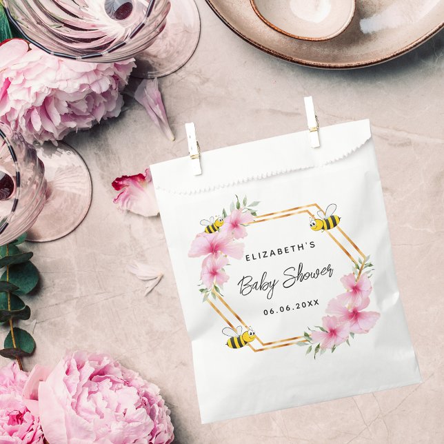 Baby Shower bees pink flowers Favour Bag (Creator Uploaded)