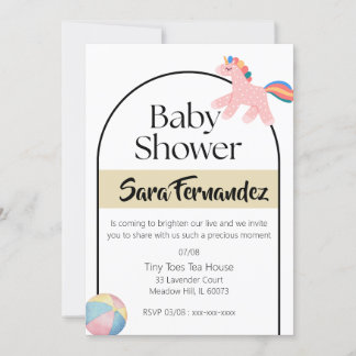 Baby shower beige white  invitation