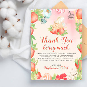 Baby Shower Berry Sweet Strawberry Thank You Card