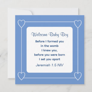 Baby Shower Bible Verse Striped BlueInvitation Invitation