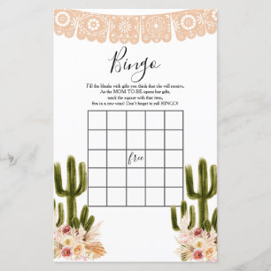 Baby Shower Bingo Boho Cactus Taco 'bout Love