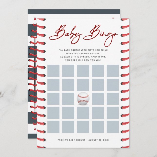 Baby Shower Bingo Card | Baseball (Front/Back)