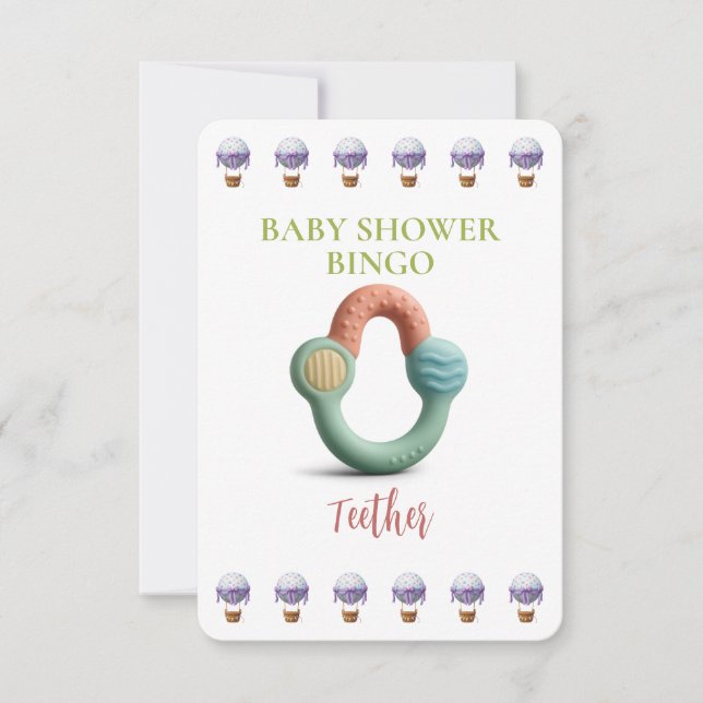 Baby Shower Bingo Card, Funny Game- Teether (Front)