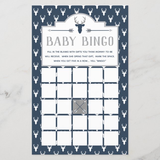 Baby Shower Bingo, Deer Baby Shower Flyer (Front)