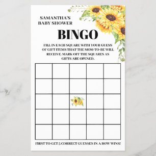 Baby Shower Bingo english spanish game card