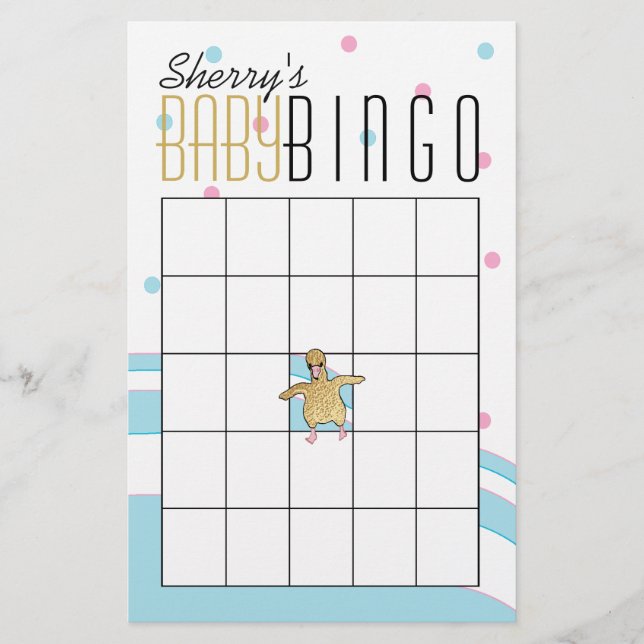 Baby Shower BINGO "Flamingo Mummy & Baby" Flyer (Front)