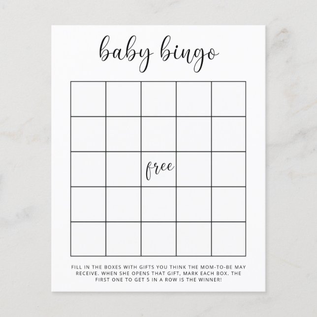 Baby shower bingo game (Front)