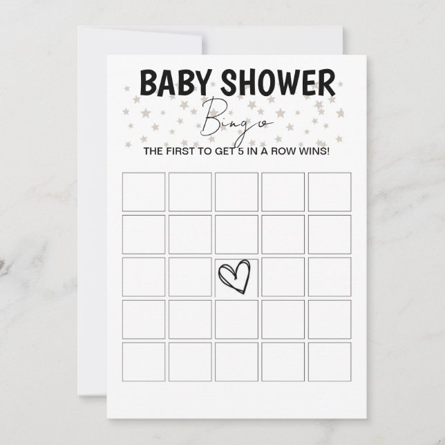 Baby Shower Bingo Game - B/W Invitation (Front)