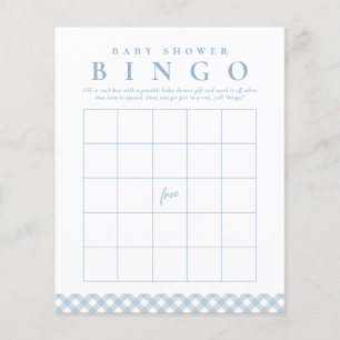 Baby shower bingo game in cute blue gingham