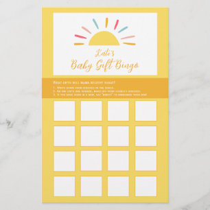 Baby Shower Bingo game sheet, Sunshine Miracle  Flyer