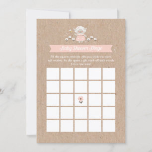 Baby Shower Bingo Girl Lamb Game Card