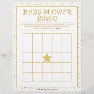 Baby Shower Bingo [Golden Sparkles] Custom Letterhead