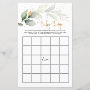 Baby Shower Bingo Greenery Foliage Game