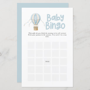 Baby shower bingo modern elegant hot air balloon