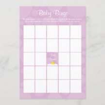 Baby Shower Bingo - Rubber Ducky Theme - Lilac