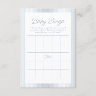 Baby shower bingo seersucker blue white stripe invitation