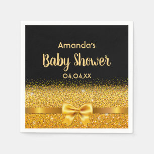 Baby Shower black gold bow elegant Napkin