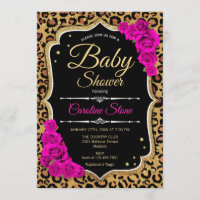 Baby Shower - Black Pink Gold Leopard Print