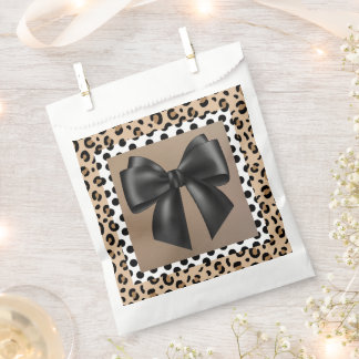 Baby Shower Black White Brown- Animal Print- Bow Favour Bag