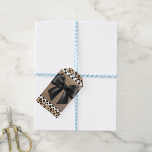 Baby Shower Black White Brown- Animal Print- Bow  Gift Tags