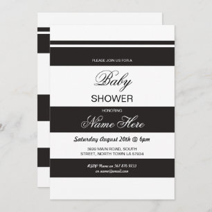 Baby Shower Black & White Party Stripe Chic Invite