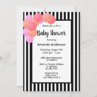 Baby Shower black white stripes balloon arch pink