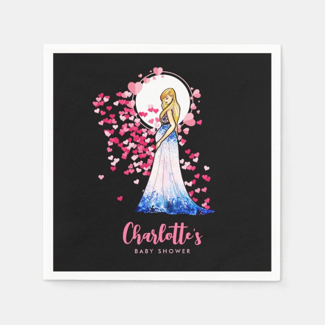 Baby Shower Blonde Lady in Maternity Long Dress Napkin (Front)