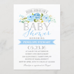 Baby Shower Blue   Baby Shower Invitation