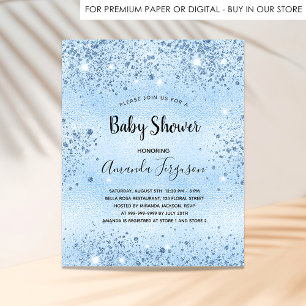 Baby Shower blue boy sparkles budget invitation Flyer